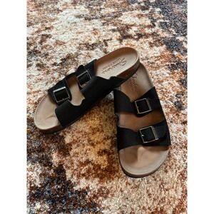 Skechers Luxe Foam Black Double Buckle Slide Sandals SN 56090 Womens Size 8